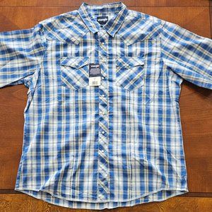 Wrangler men's western plaid pearl snap short sleeve shirt 2XL tall